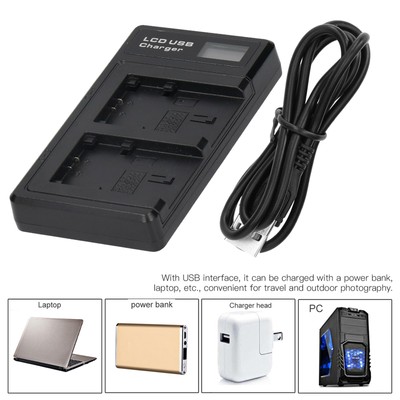 Plastic Battery Charger With LCD Display Camera Battery Double Charging For