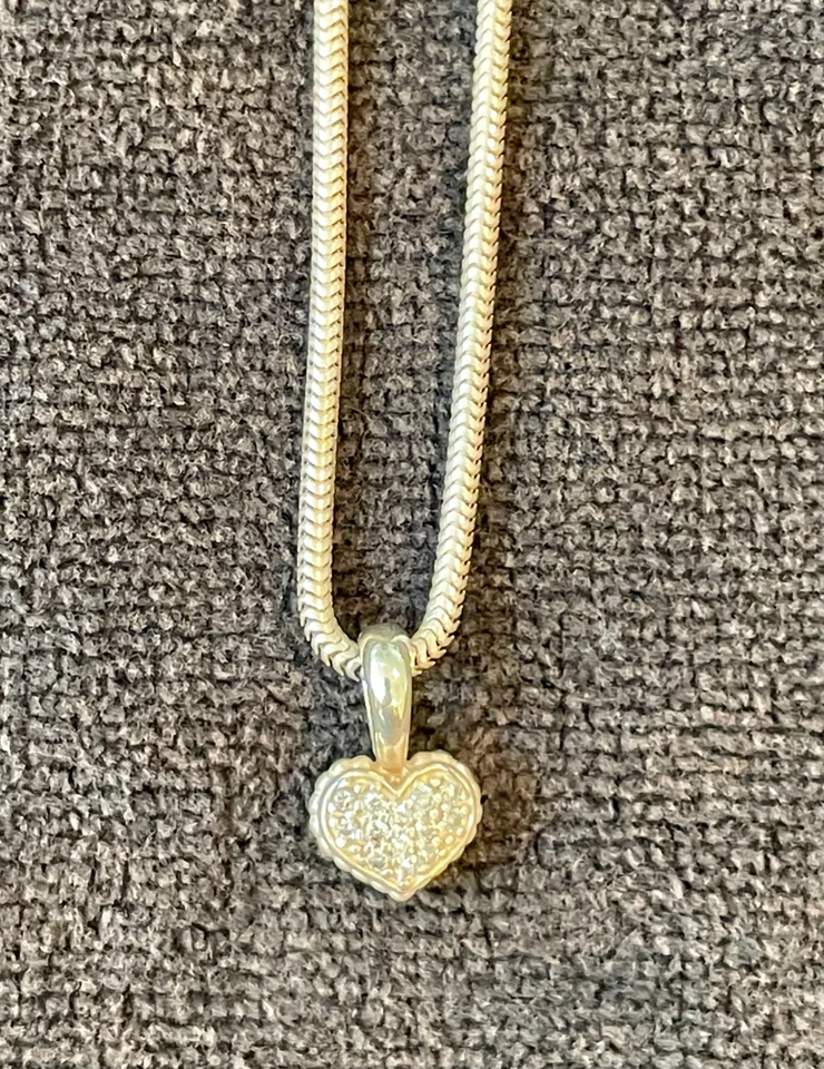 Потрясающий Лагос серебро + 18K двусторонний бриллиант сердце подвеска ожерелье - Изображение 4 из 4