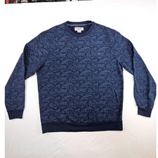 Original Penguin Men's Crewneck Sweatshirt Blue Geometric Print Pullover Top