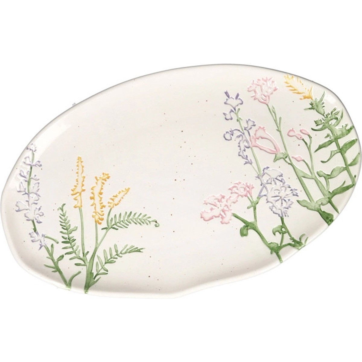 Vassoio ovale Brandani Risveglio stoneware decoro floreale 36x22 cm