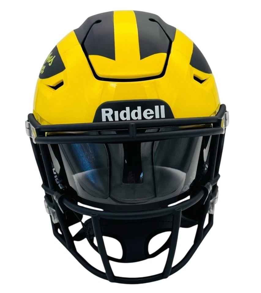 JUSTICE HAYNES MICHIGAN WOLVERINES SIGNED MIDI SPEED FLEX HELMET SPEED BECKETT - Image 4 of 4