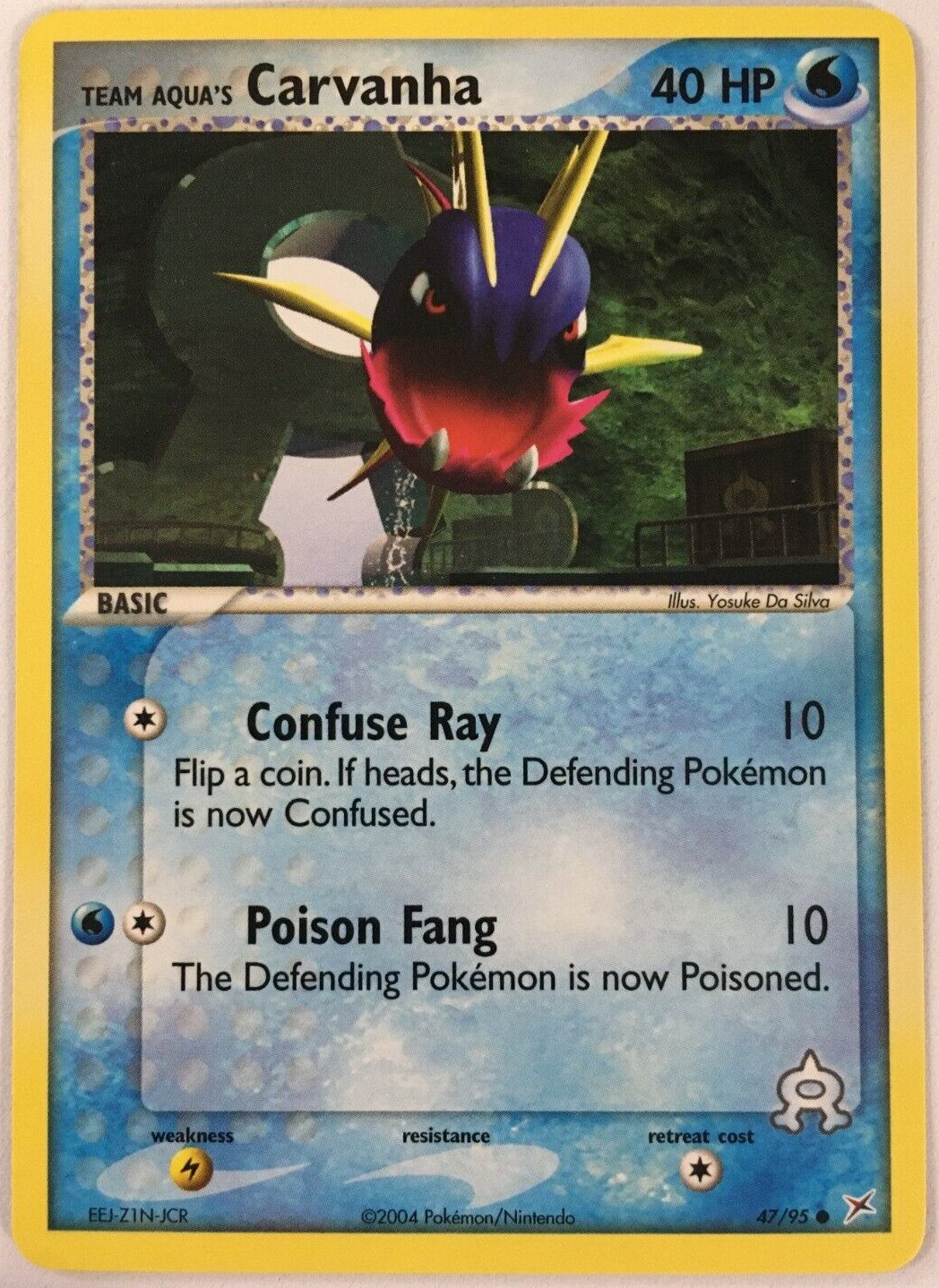 POKEMON TEAM AQUA'S CARVANHA 47/95 EX TEAM MAGMA VS TEAM AQUA COMMON NEAR MINT