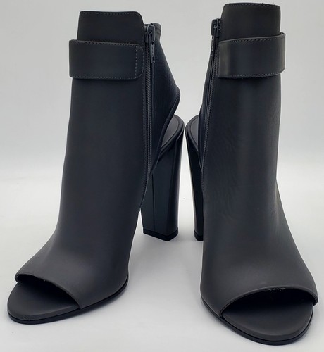 VINCE Brigham Women 8.5 M Graphite Black Leather Open Toe Ankle Boots New - Picture 13 of 24
