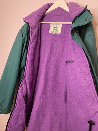 KAPPA Vintage Worlds Finest Parka Ski Long Jacket Turquoise Green Purple XL - Picture 8 of 14