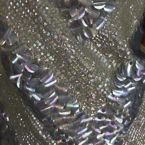 VINTAGE CIRCA 1960'S WOOL AND BLUE SEQUINS SLEEVELESS PARTY TOP SZ APPX S/M - Picture 6 of 12