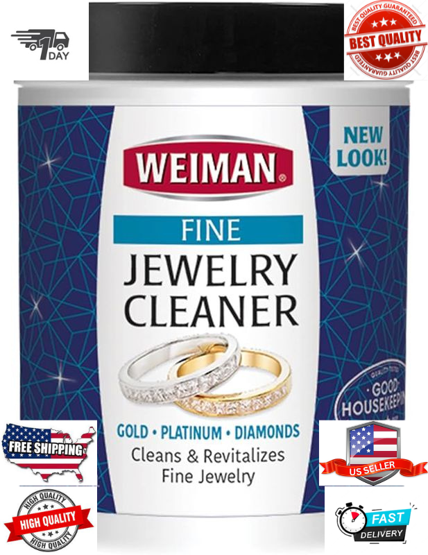 Weiman Fine Jewelry Cleaner Liquid with Cleaning Brush Restores Shine