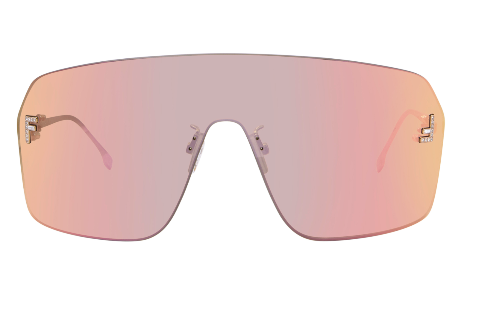 New FENDI FE4121US 28G Rose Gold Mirror Shield Sunglasses Made in Italy