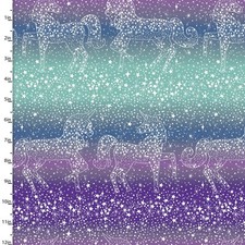 3 Wishes Fabric Starlight Glitter Space Unicorn Star Ombre Blue Purple Yard