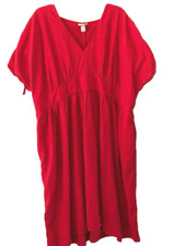 Womens 3X 4X  Ava Viv Red Long Tea Length Dress Plus