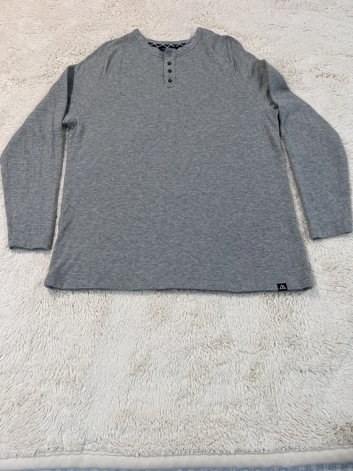Alpine Design Men's Pullover 1/4 Button Henley Shirt 100% Cotton Size XXL Grey - Image 2 of 4