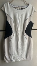 Ann Taylor Black /Ivory Sleeveless Lined Sheath Stretch Dress 12 (Minor Stain)