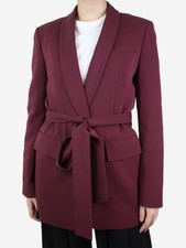 Tibi Burgundy Belted Single-button Blazer - Size Xs