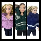 Vintage Barbie Doll Hand-Knit Pink, Navy, Green Sweater Pullover~Curvy Lot/3