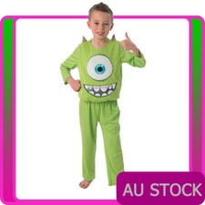 Child Mike Wazowski Costume Boys Kids Deluxe Disney Green One-Eyed Monster