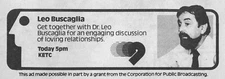 1981 KETC ST LOUIS TV AD DR. LEO BUSCAGLIA on LOVING RELATIONSHIPS