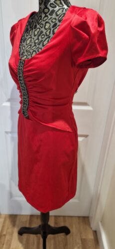 NWT Special Edition Redherring Red Satin Evening Party Drss Size 12 - Picture 6 of 11