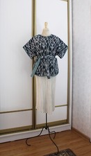 Quilted ikat jacket/Uzbek cotton vest/Boho oversize kaftan/Ethnic warm waistcoat