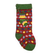 Fair Isle Polka Dots Rainbow Christmas Stocking Nordic Wool Knit + Mini