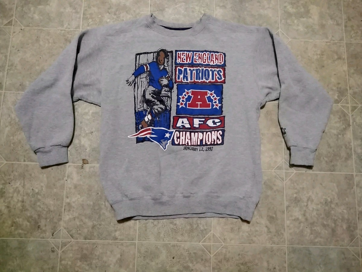 Vintage STARTER New England Patriots Crewneck Sweatshirt Large '97 AFC  CHAMP NFL