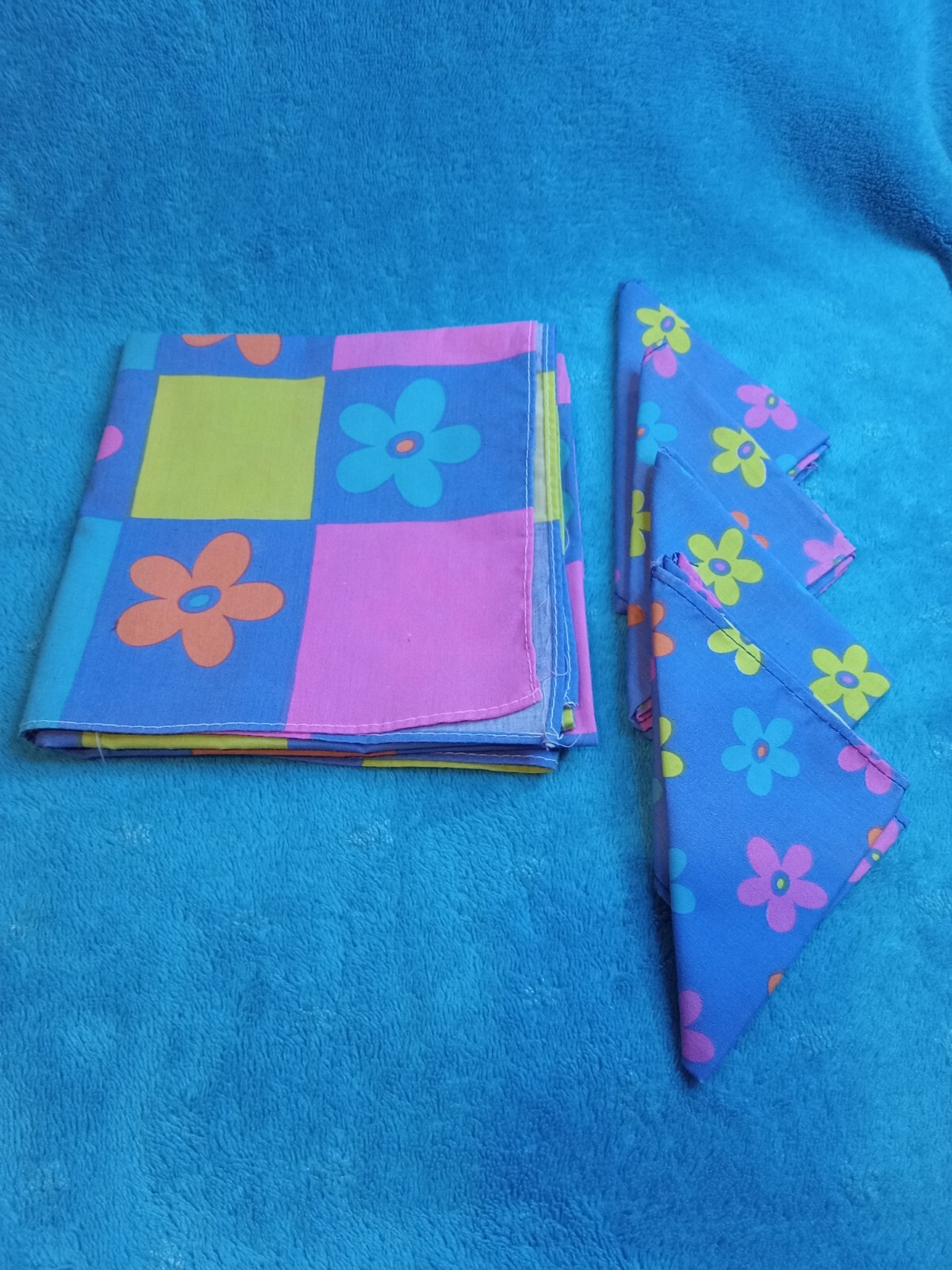 Children's China Tea Set in Wicker Basket with Cloth Napkins