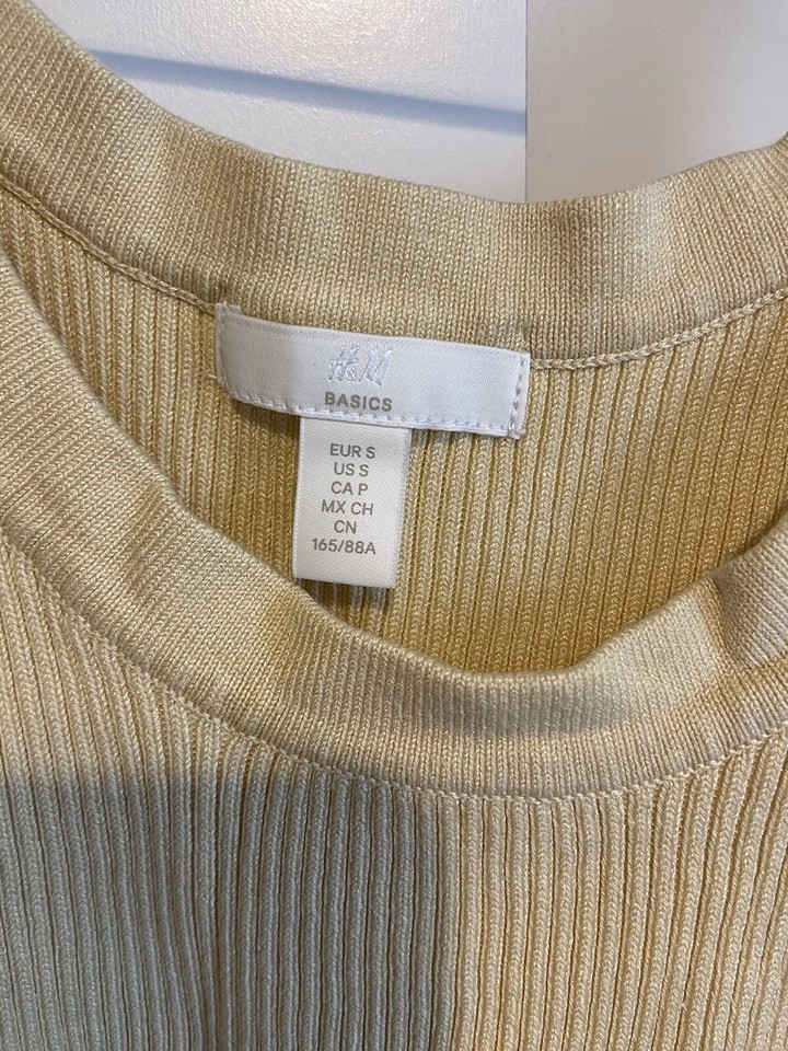 H&M Basic ribbed yellow tonned vest size S eBay