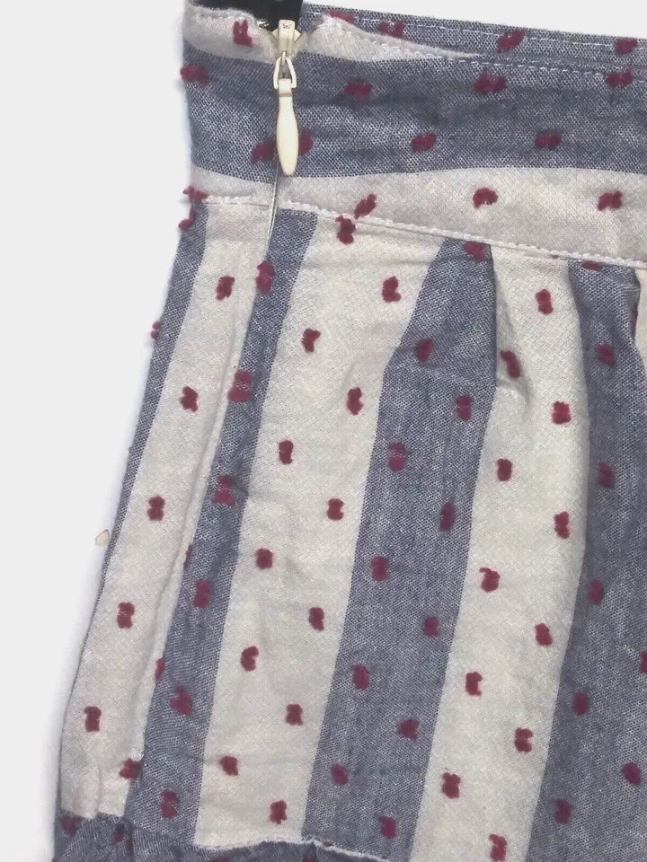 Minifalda Oliva+Roble Acampanada Plisada Punteada Talla S Gris Marfil Algodón Bonita Usada en Excelente Condición Foto 4 de 4