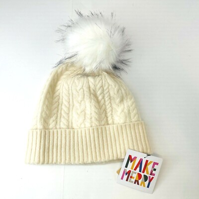 Halogen 100% Cashmere Faux Fur Cream 