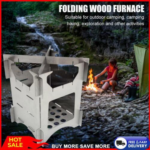 Portable Outdoor Hiking Stainless Steel Stove Folding Cooking Picnic Wood Stove