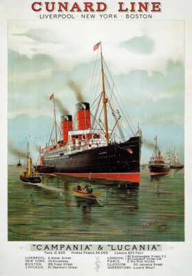 TX157 Vintage Cunard Line Campania Lucania Kreuzfahrt Reise Poster Nachdruck A4