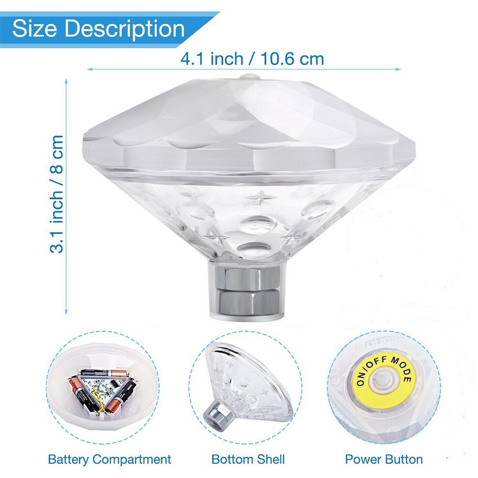 Floating Underwater RGB LED Disco Light Glow Show Swimming Pool Hot Tub ...