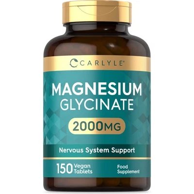 Magnesium Glycinate Tablets 2000mg | High Strength | 150 Count | By Carlyle