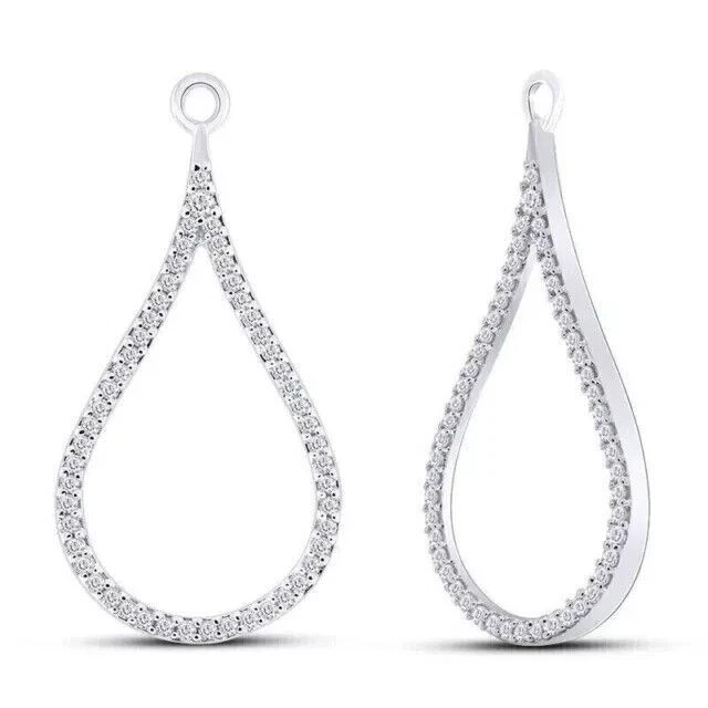 3.0Ct Round Cut Lab Created Diamond Jackets Earrings 14K White Gold Finish - Image 3 of 4