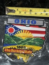 OHIO EMBROIDERED MAP PATCH US STATE SEW ON OR IRON ON 2.75 X 3 INCHES