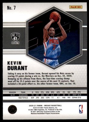 2021-22 Panini Mosaic Kevin Durant Brooklyn Nets #7 | eBay