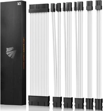 ASIAHORSE 16AWG PSU Cable Extension Power Cords, Customized White 