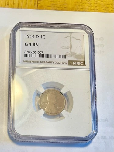 1914-D LINCOLN CENT, NGC GOOD 4, BN