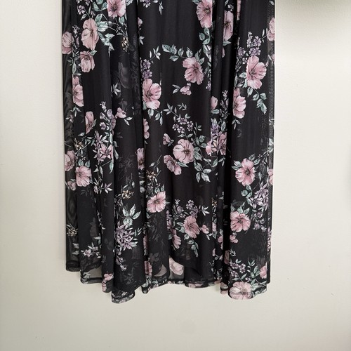 Torrid Floral Mesh Babydoll Midi Dress Sleeveless Black Womens Plus Sz 1X - Picture 7 of 8
