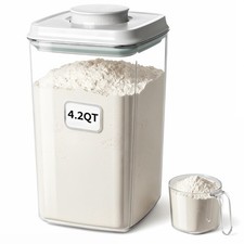 Pop Airtight Food Storage Container with Lid, 4L/4.2qt Large Cereal Flour Sug...