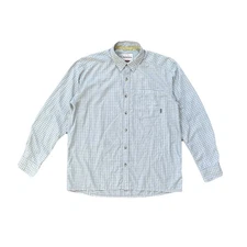 Simms XL Blue Plaid Long Sleeve Fishing Hiking Outdoor Nylon Blend Shirt Men