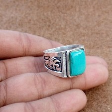 Designer Engagement Ring Handmade 925 Sterling Silver Turquoise Gemstone Ring
