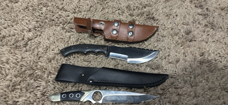 2 CUSTOM STEEL BLADE TRACKER HUNTING Knives- W/SHEATH,