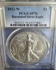 2022-W Burnished $1 American Silver Eagle PCGS SP70 FS West Point Label