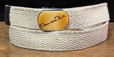 VTG Oscar De La Renta Canvas Belt Logo Bkl Sz26 1  Wide GUC