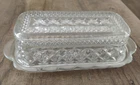 Vintage Anchor Hocking "Wexford" Clear Pressed Glass Covered Butter Dish