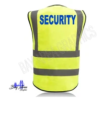 SECURITY Hi-Vis Reflective Safety Vest Yellow/Black/Blue Solid Fabric – ANSI App