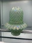 Fenton Hobnail Iridized Willow Green Opalescent Swirl Fairy Lamp Candle Holder