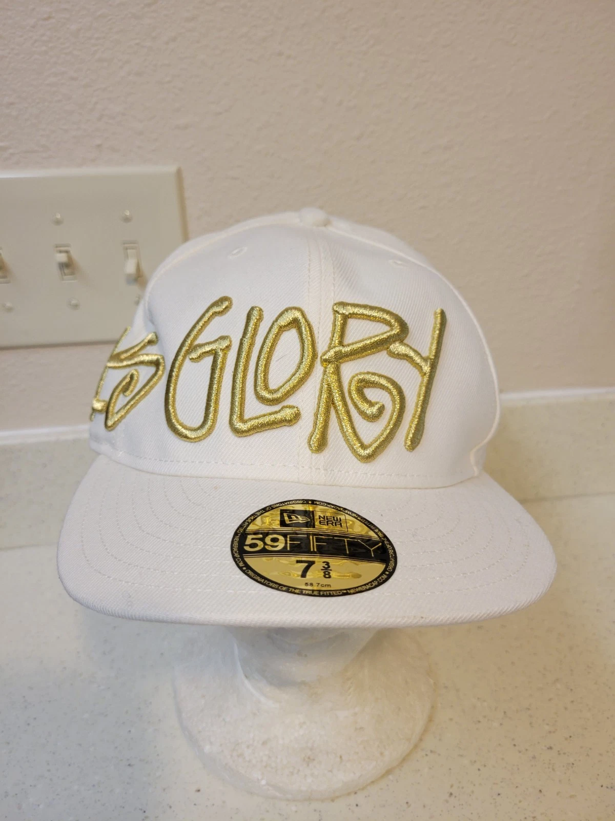 Stussy New Era Embroidered Girls Glory White Hat Cap Fitted Mens 7 3/8