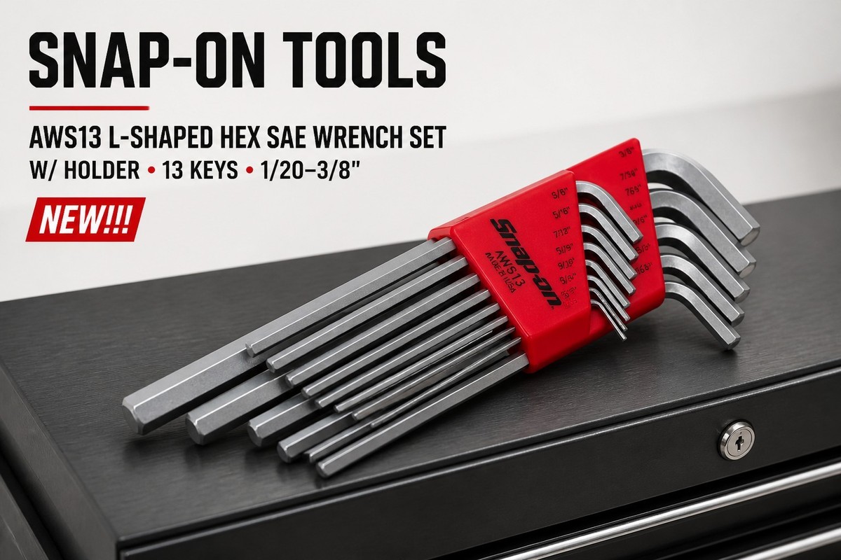 けー Snap On Tools L-shaped HEX SAE Wrench Set w/Holder -13 keys 1/20-3