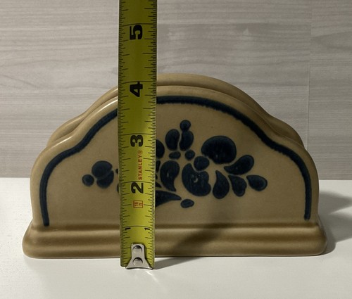 Porta tovaglioli vintage Pfaltzgraff in gres modello arte popolare blu marrone - Foto 6 di 9