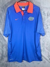 Nike Florida Gators Men's Dri Fit Short Sleeve Polo Shirt Blue Orange Size XL